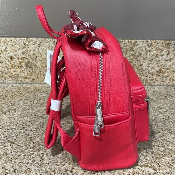 Disney Parks Loungefly Minnie Mouse Sequin Bow Mini Backpack - Picture 4 of 6
